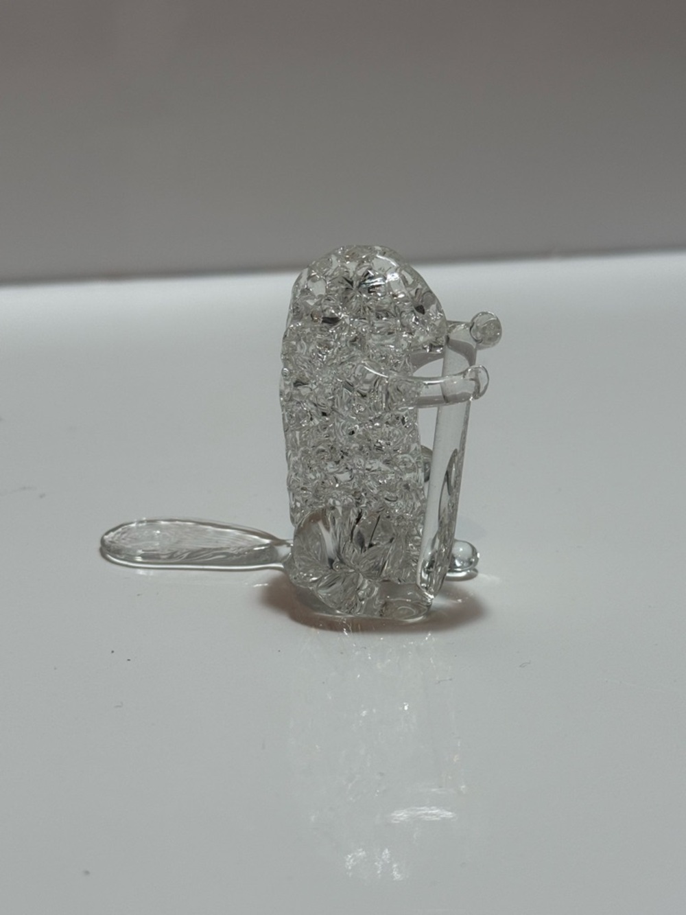 Hand spun Glass Beaver Ornament 2.5” X2.7/8”